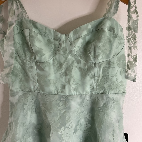 Lulus Glamorous Sweetie Sage Burnout Tie-Strap Bustier Floral Midi Dress NWT XL - Picture 6 of 14